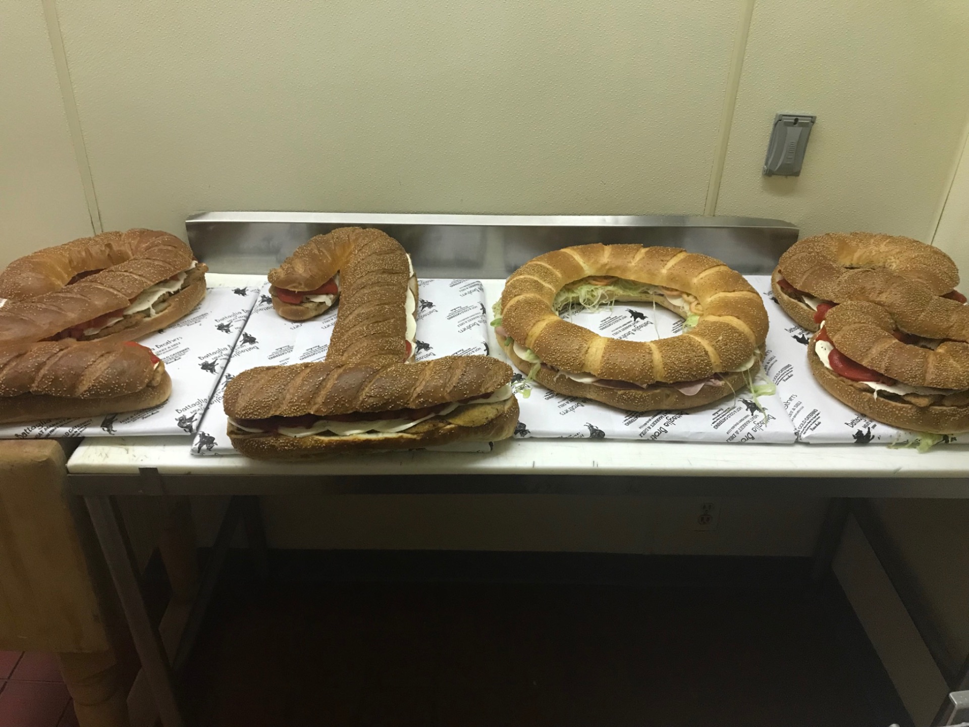 Custom giant number sandwiches made for a celebration