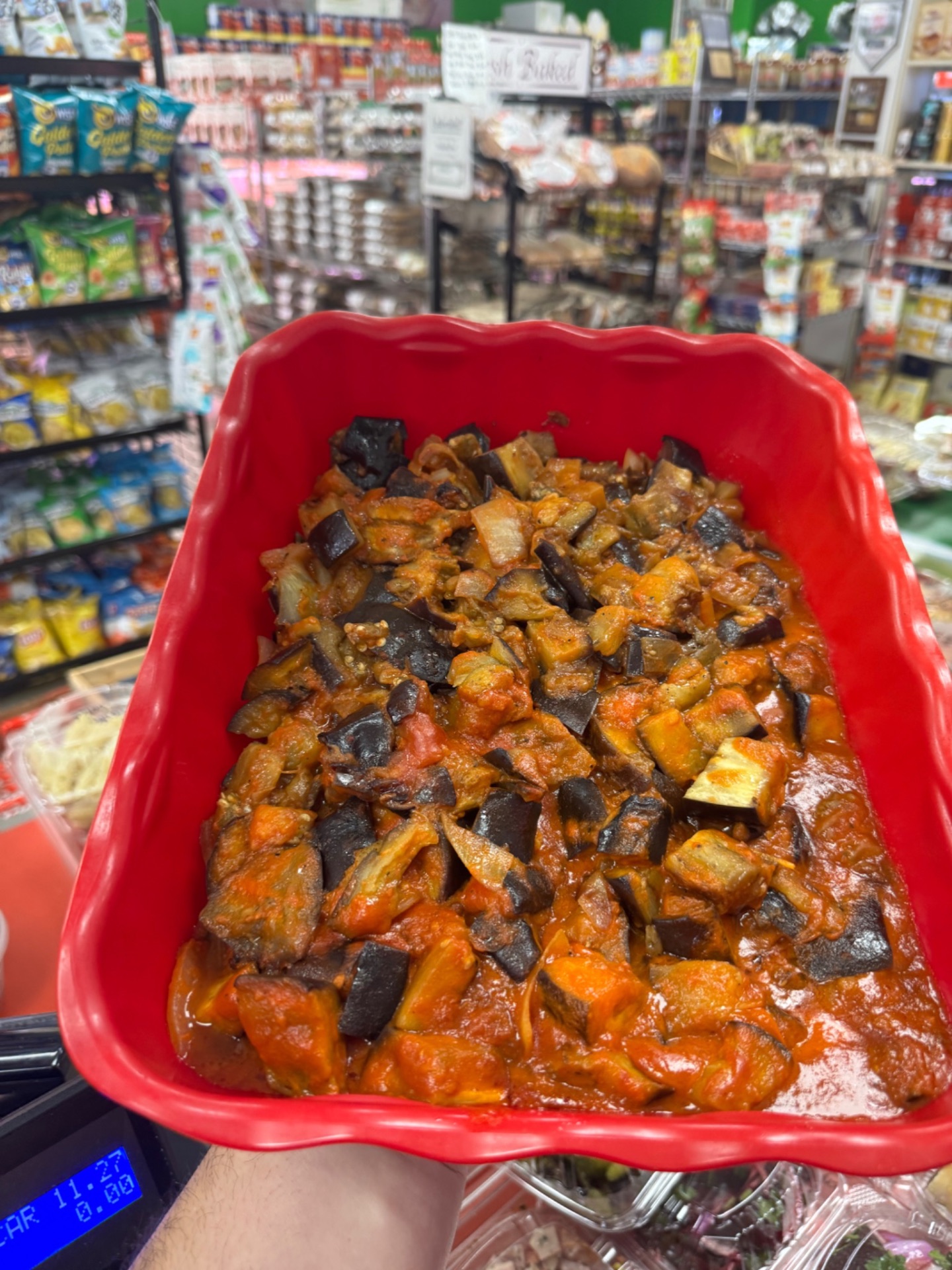 Eggplant caponata in tomato sauce