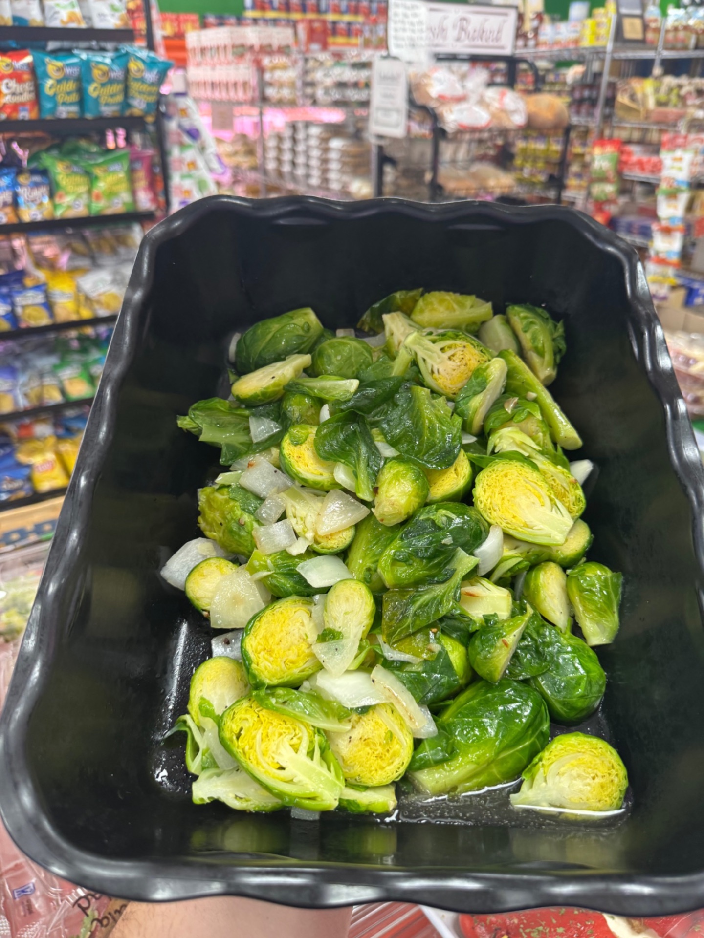 Sautéed Brussels sprouts with onions